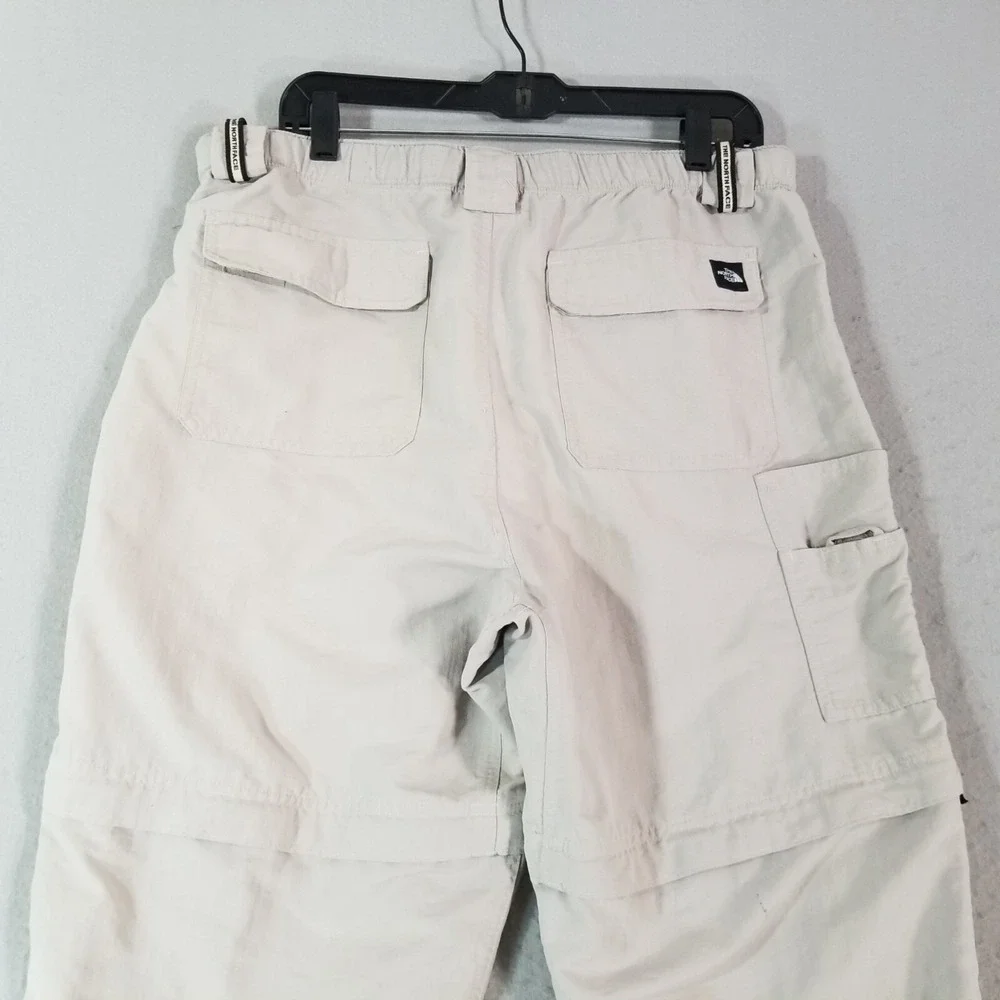 The North Face cargo pants shorts combo men's large beige outdoor nylon flawed